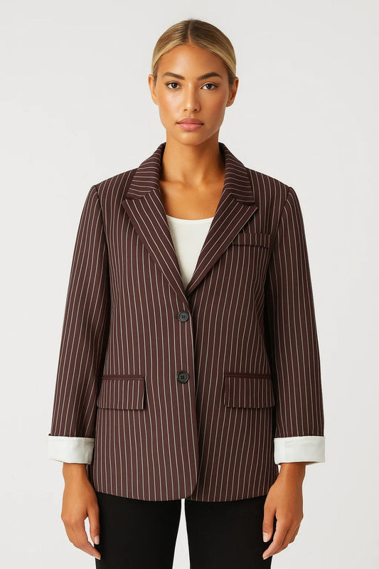 Dames Blazer Oversized Krijtstreep Klassieke Stijl - StudioMarella