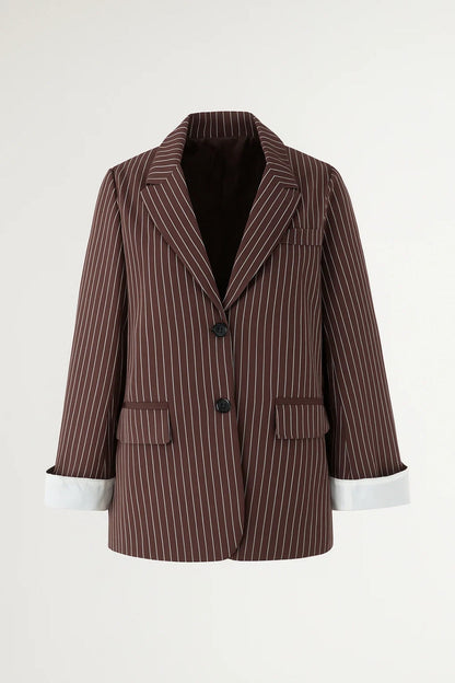 Dames Blazer Oversized Krijtstreep Klassieke Stijl