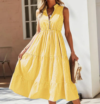 Gestreepte Mouwloze Zomerjurk Dames | Zomerjurk 4