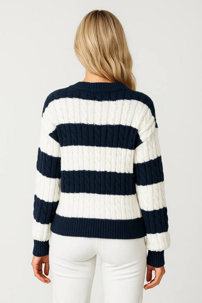 Warme Trui met V-Hals en Kabelpatroon voor Heren en Dames