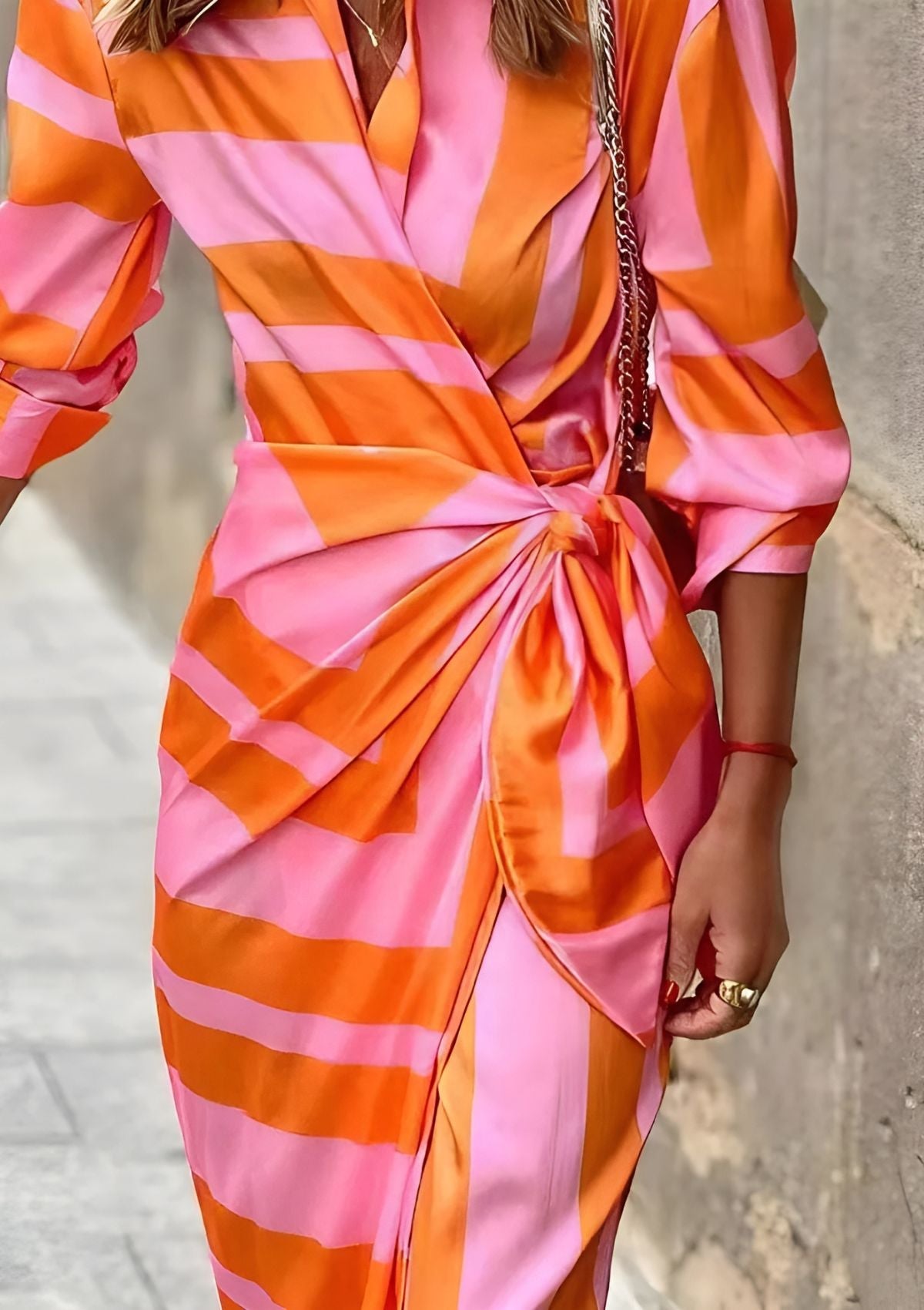Gestreepte Wikkeljurk Dames | Tijdloze Elegantie 5