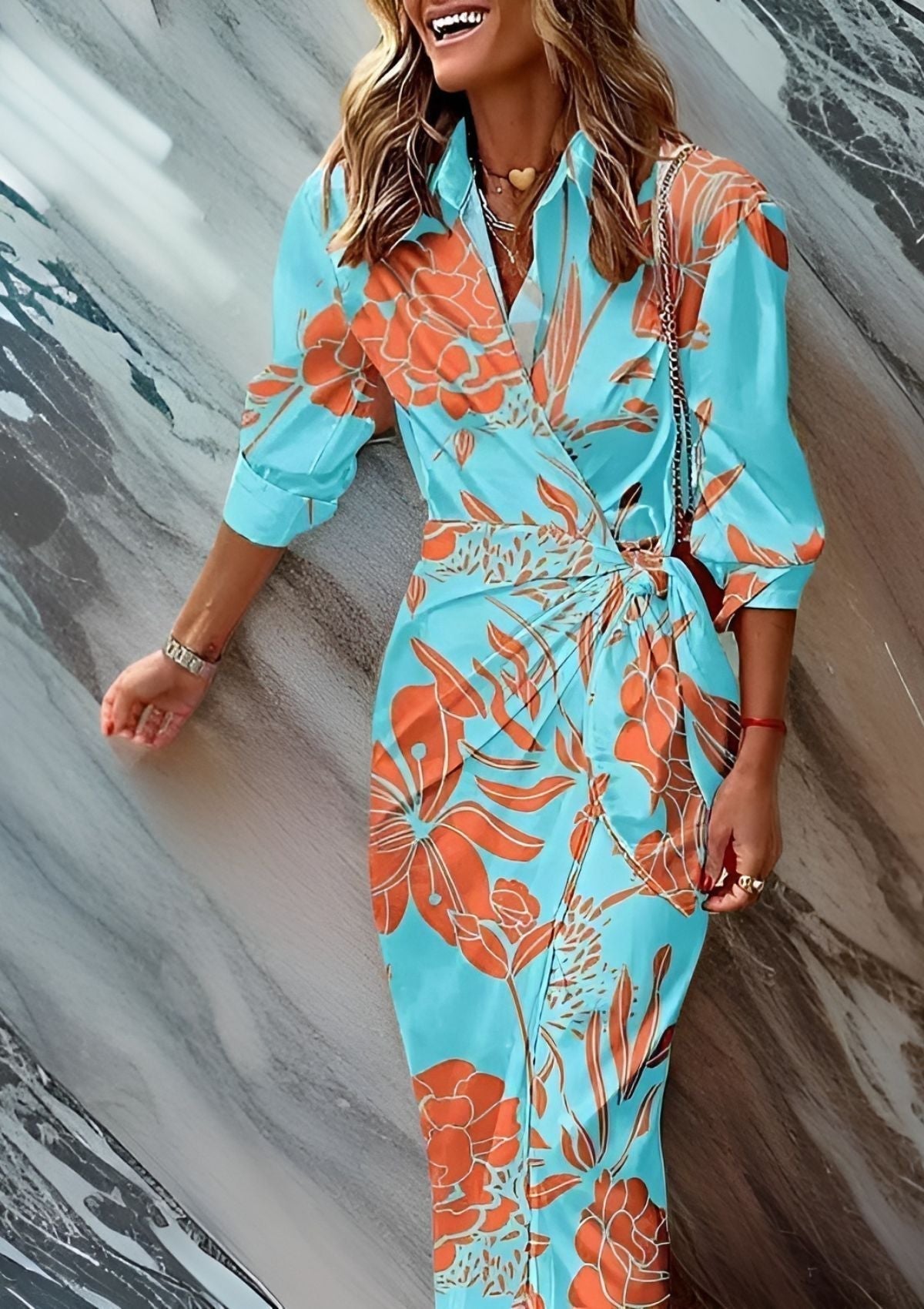 Gestreepte Wikkeljurk Dames | Tijdloze Elegantie 9