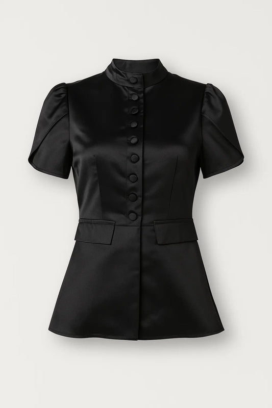 Dames Blazer Korte Mouwen Peplum Stijl met Knopen - StudioMarella