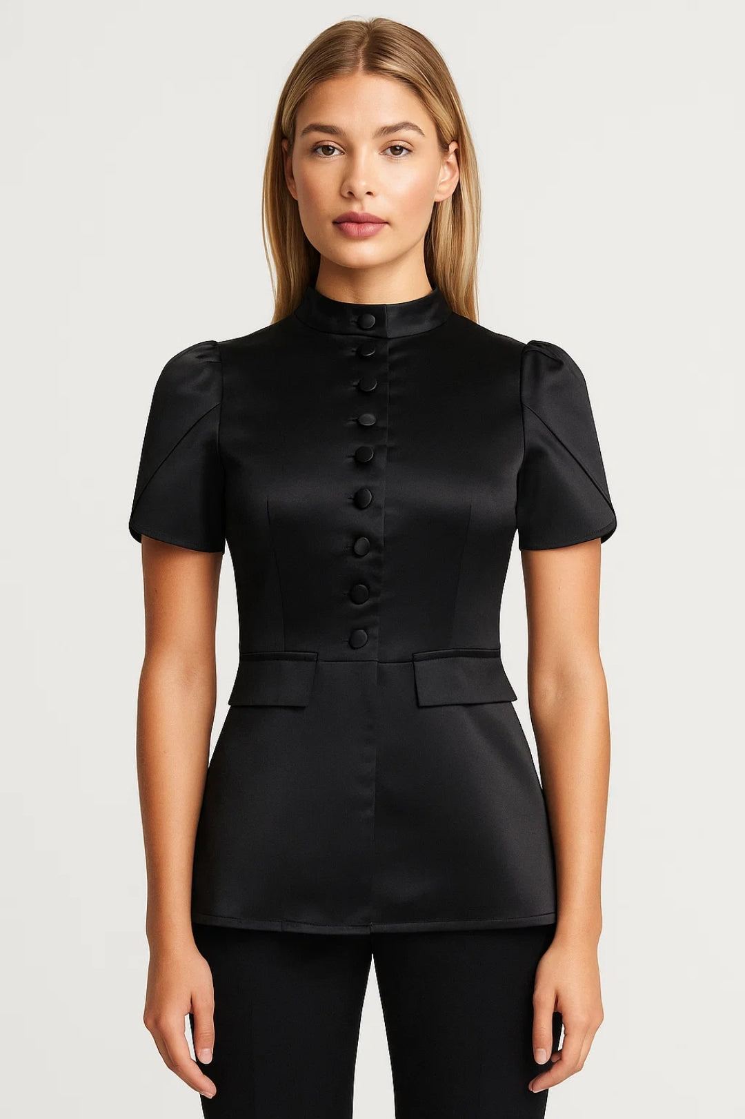 Dames Blazer Korte Mouwen Peplum Stijl met Knopen