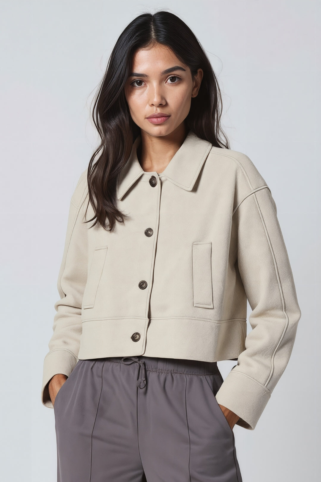 Korte Damesjas Met Knopen Casual Stijl - StudioMarella