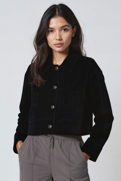 Korte Damesjas Met Knopen Casual Stijl