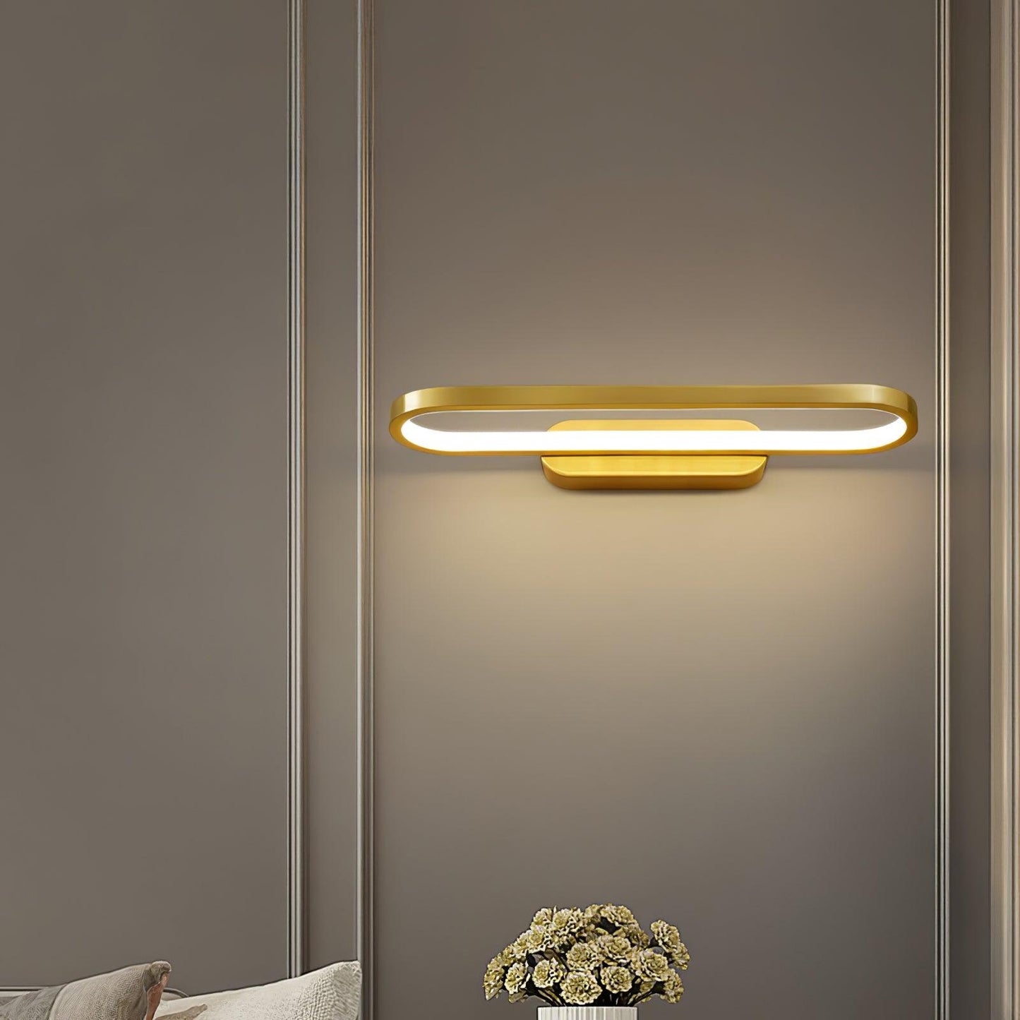 Wandlamp LED Messing Acryl Ovaal 40cm Warm Neutraal Koel Wit Badkamer Woonkamer