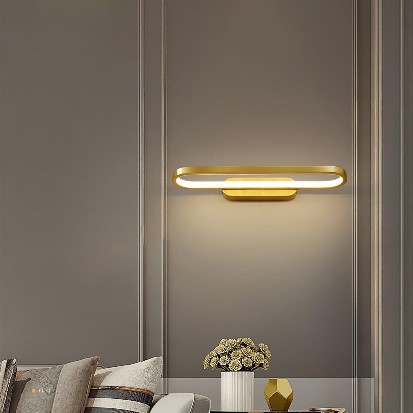 Wandlamp LED Messing Acryl Ovaal 40cm Warm Neutraal Koel Wit Badkamer Woonkamer