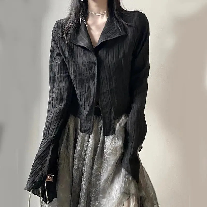 Dames Blouse Zwart Asymmetrische Snit Mode