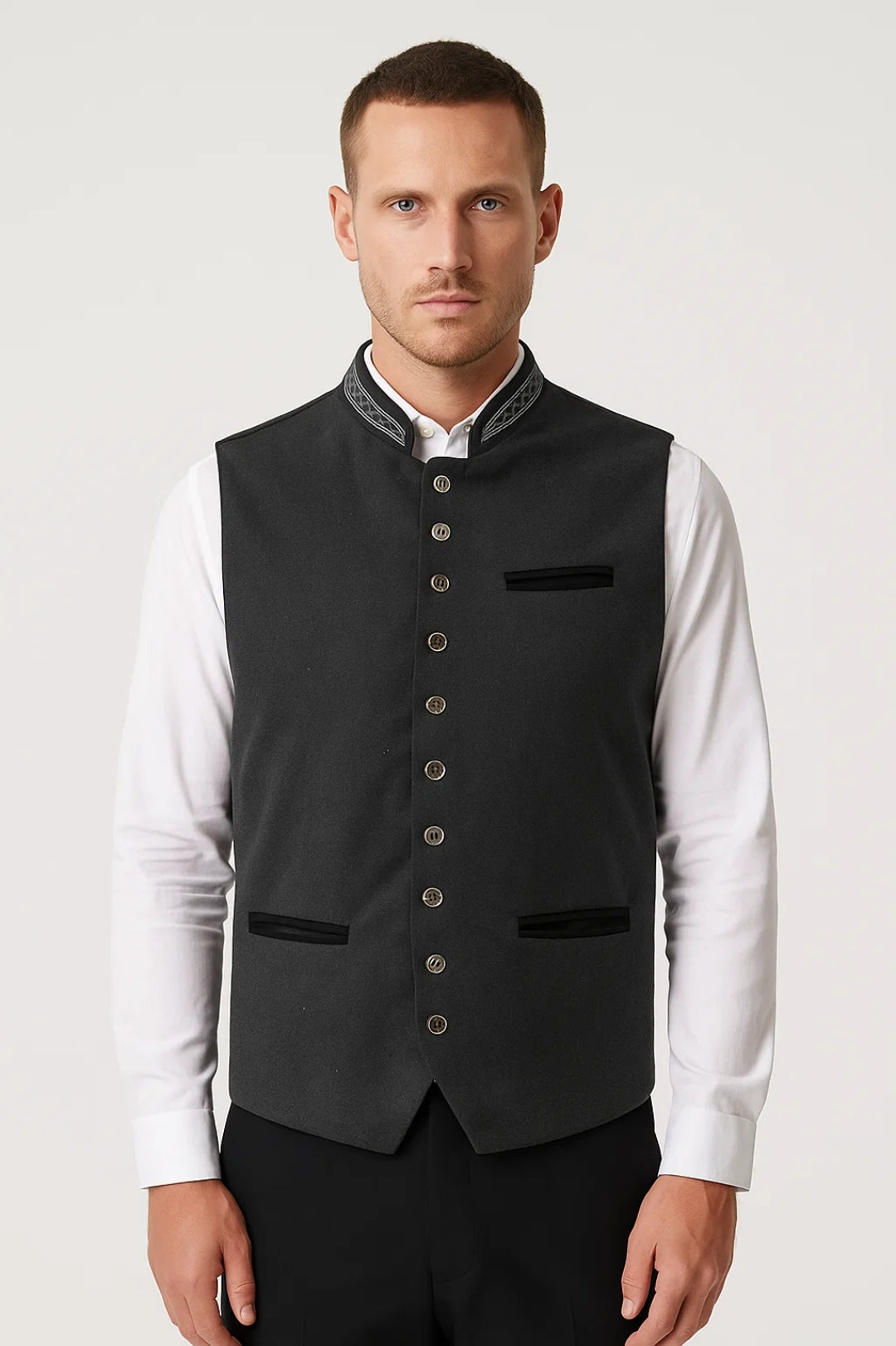 Gilet Heren Klassiek met Staande Kraag Slim Fit - StudioMarella