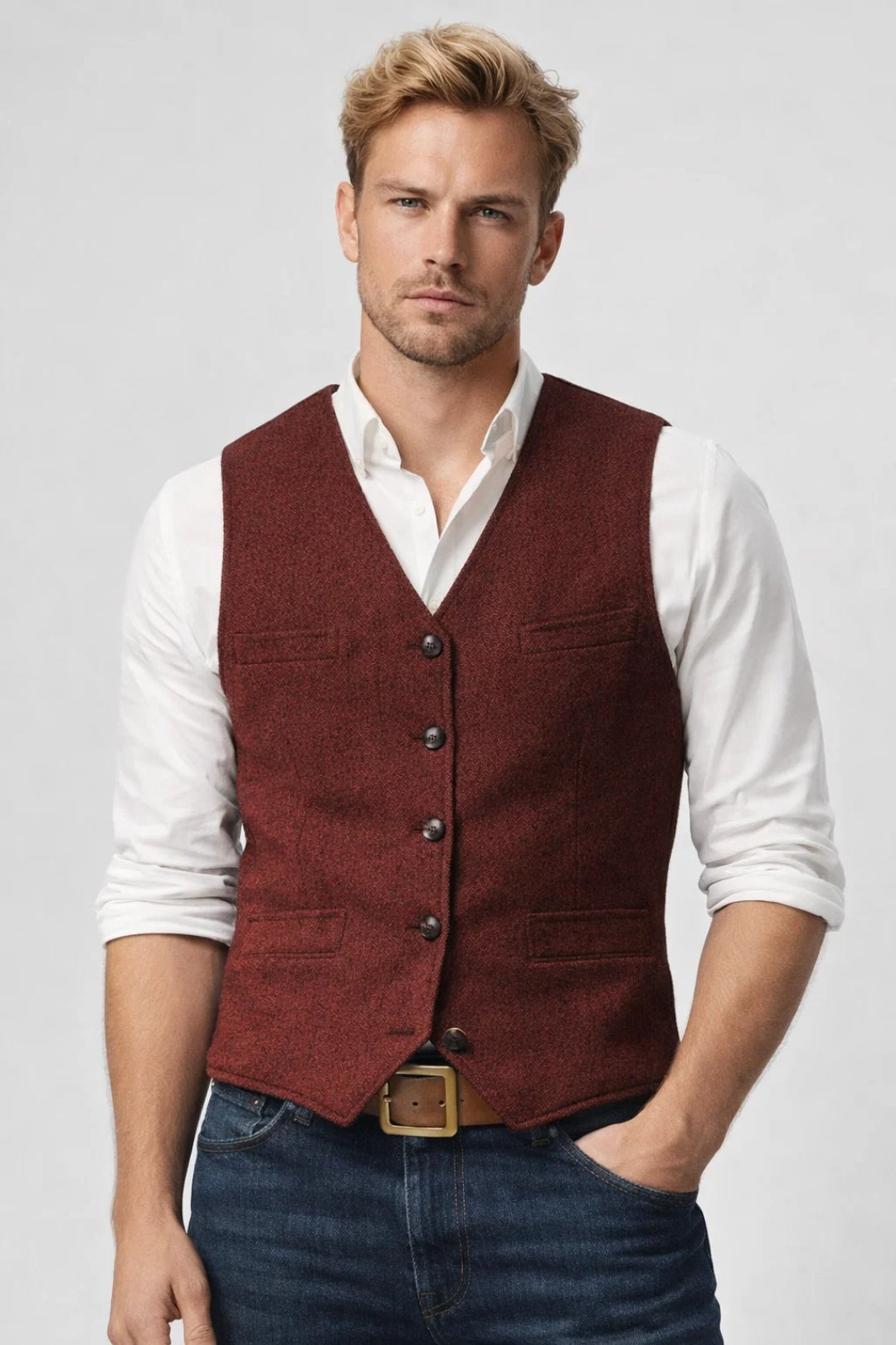 Gilet Heren Elegant Comfortabel Alle Seizoenen