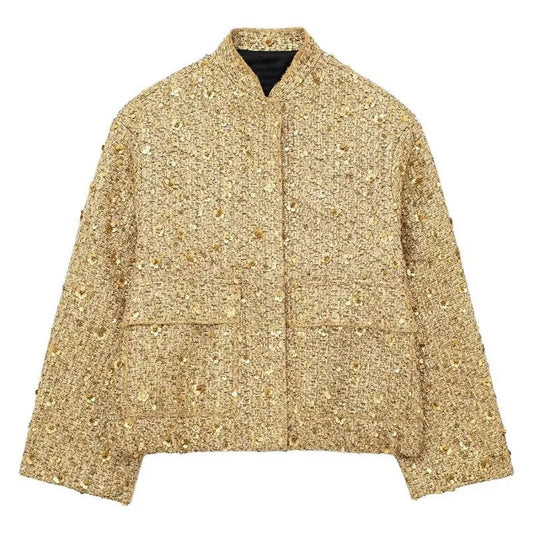 Dames Jasje Goudkleurig Glitter Elegant Polyester - StudioMarella