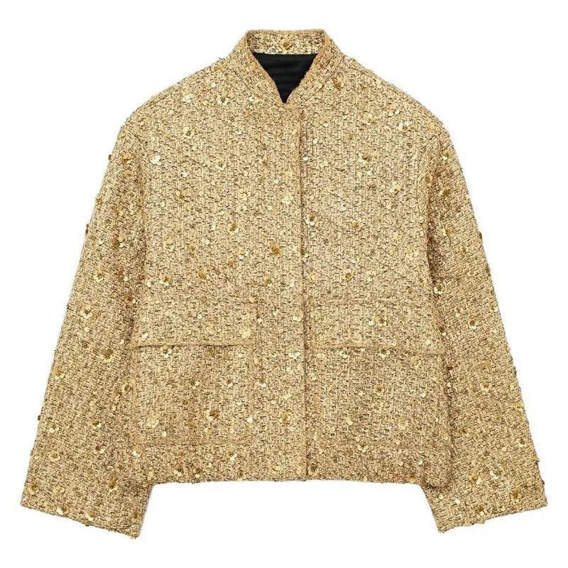Dames Jasje Goudkleurig met Lovertjes Elegant Polyester - StudioMarella
