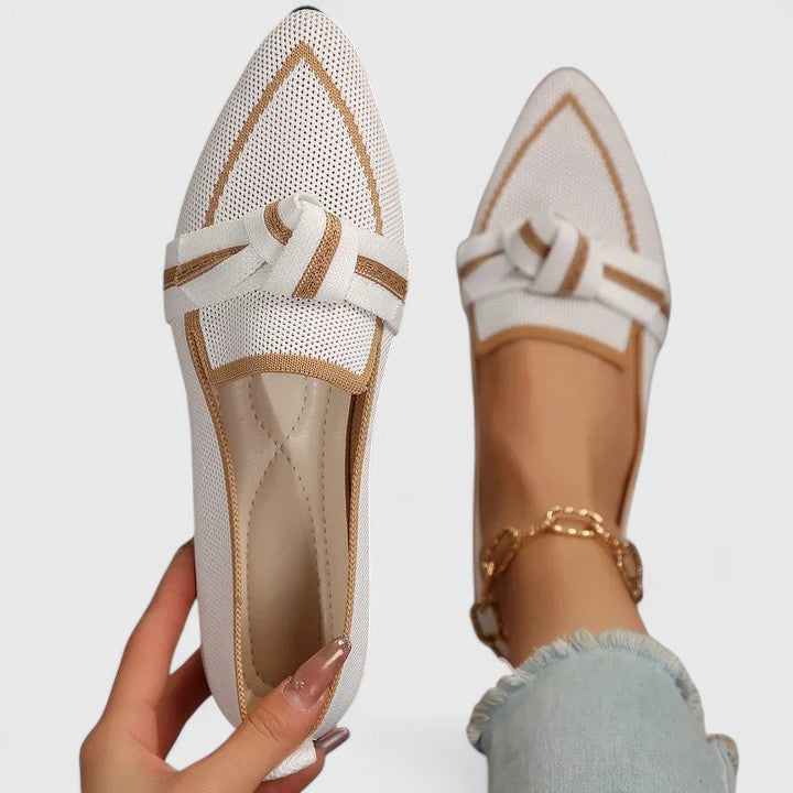 Dames Loafers Elegante Knoopdetails Spitse Neus Leer - StudioMarella
