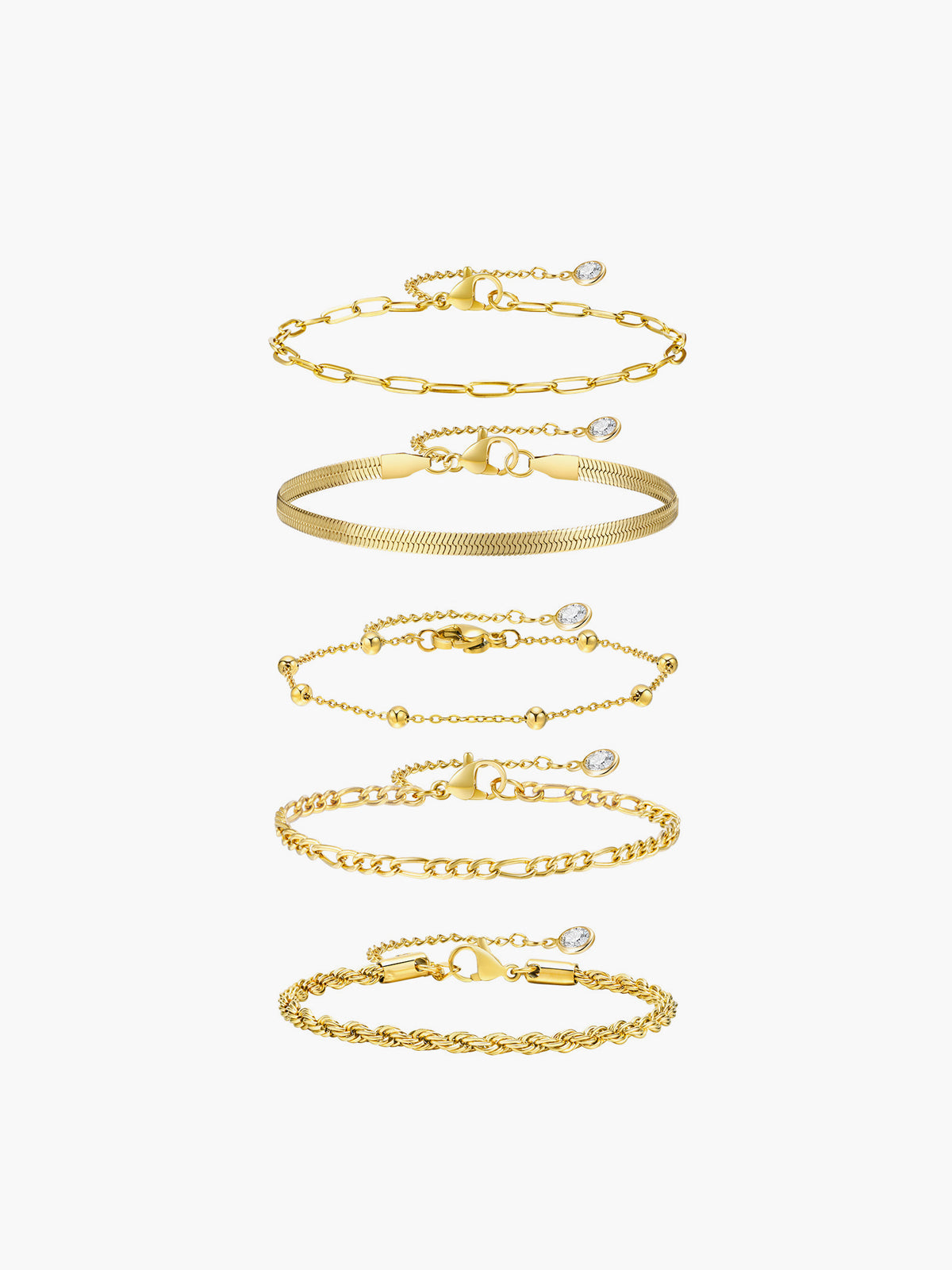 Titanium Stalen Armbanden Set van 5 Verstelbare Banden