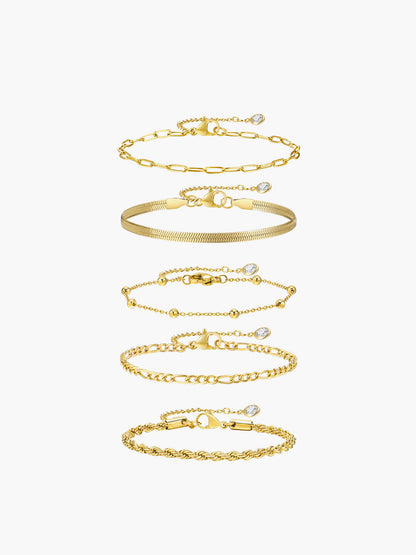 Titanium Stalen Armbanden Set van 5 Verstelbare Banden