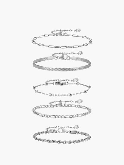 Titanium Stalen Armbanden Set van 5 Verstelbare Banden