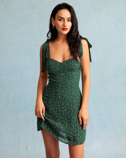 Mini-jurk Dames A-lijn Groen met Bloemenprint - StudioMarella