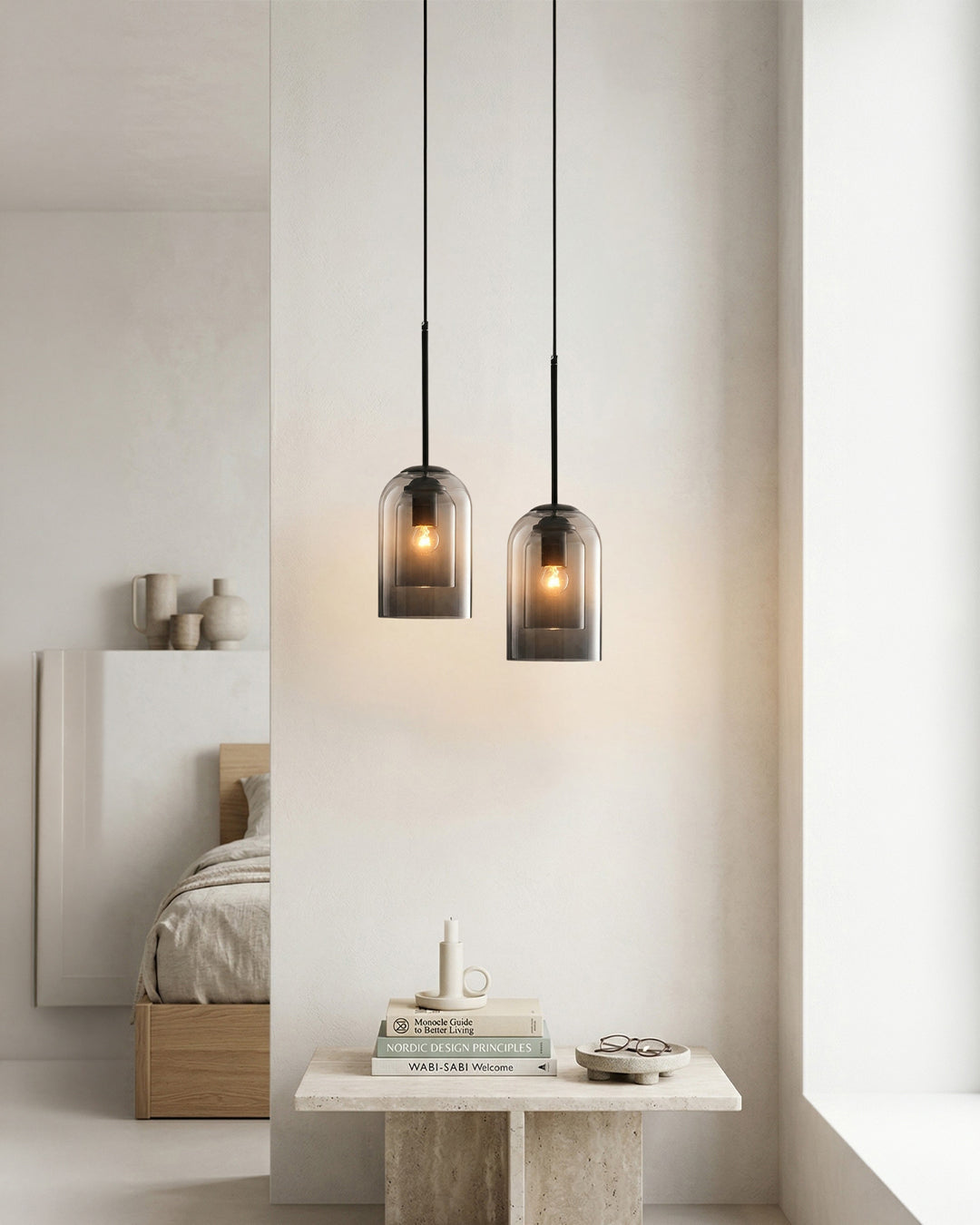 Glazen Hanglamp Ginza met Gebogen Vorm en Zachte Sfeerverlichting Warm Wit – E27 Fitting Inclusief Dimbare Compatibiliteit