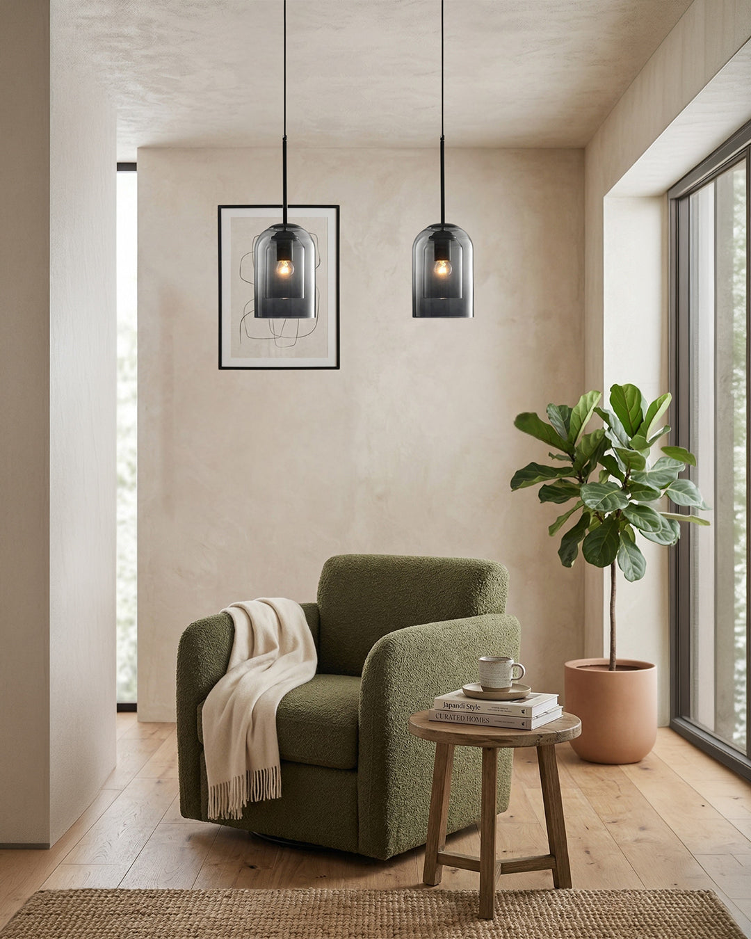 Glazen Hanglamp Ginza met Gebogen Vorm en Zachte Sfeerverlichting Warm Wit – E27 Fitting Inclusief Dimbare Compatibiliteit