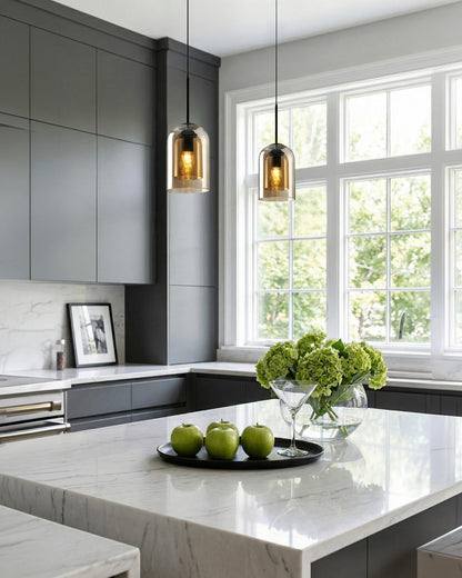 Glazen Hanglamp Ginza met Gebogen Vorm en Zachte Sfeerverlichting Warm Wit – E27 Fitting Inclusief Dimbare Compatibiliteit