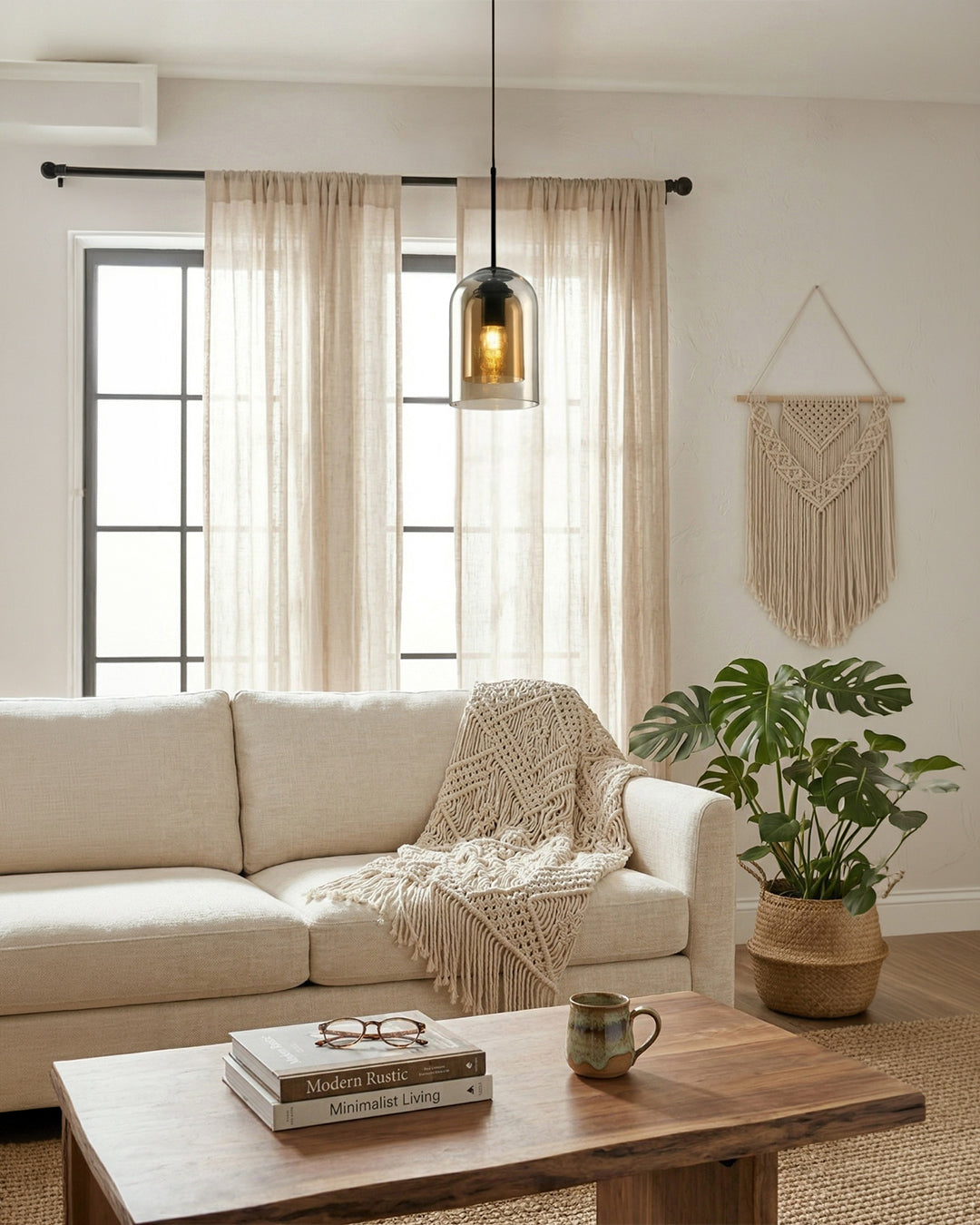 Glazen Hanglamp Ginza met Gebogen Vorm en Zachte Sfeerverlichting Warm Wit – E27 Fitting Inclusief Dimbare Compatibiliteit