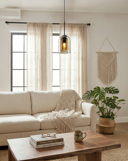Glazen Hanglamp Ginza met Gebogen Vorm en Zachte Sfeerverlichting Warm Wit – E27 Fitting Inclusief Dimbare Compatibiliteit