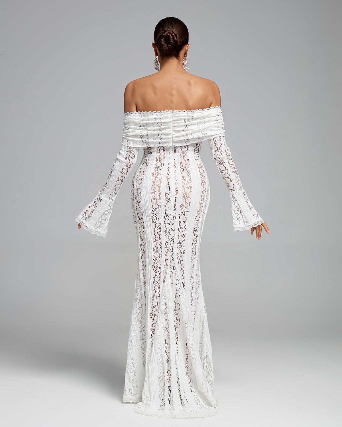 Luxe Kanten Maxi Jurk Off Shoulder