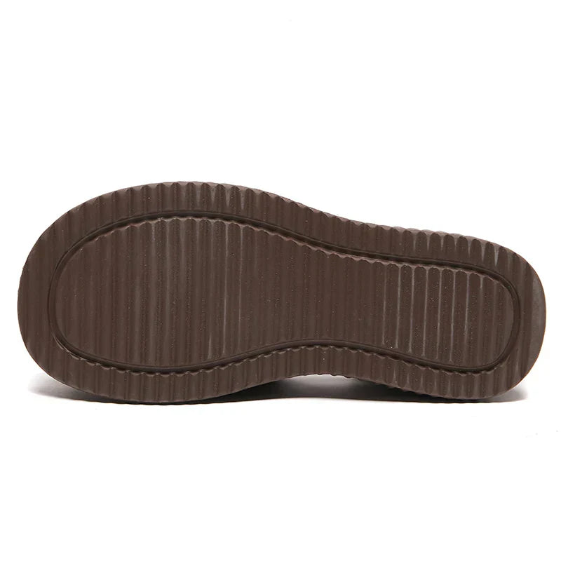 Leren Sandalen Retro Stijl met Dikke Zolen