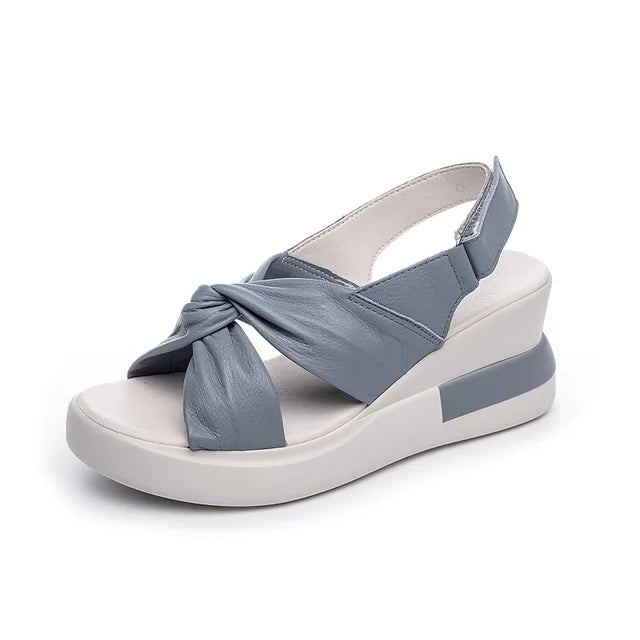 Lederen Sandalen Sleehakken Echt Leder Bruin