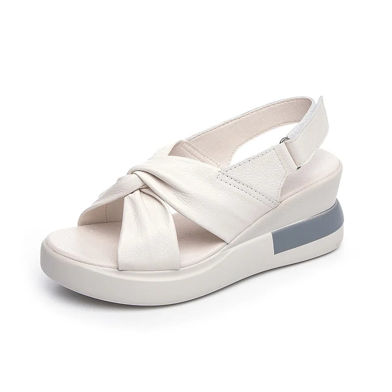 Lederen Sandalen Sleehakken Echt Leder Bruin