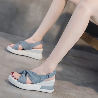 Lederen Sandalen Sleehakken Echt Leder Bruin