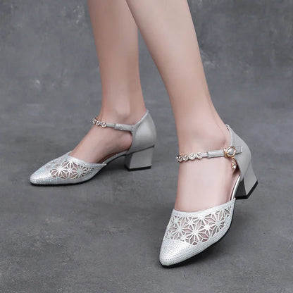 Puntige Neus Sandalen met Steentjes voor Vrouw