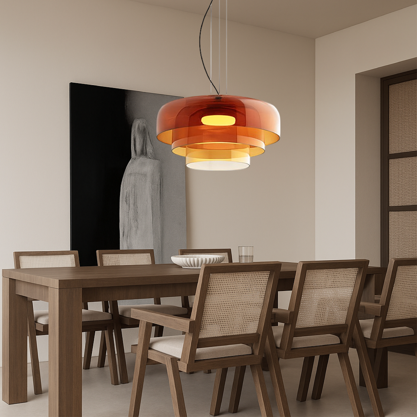 Glazen hanglamp Ø42 cm gelaagd glas groen eettafel keuken modern design sfeerverlichting