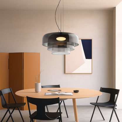 Glazen hanglamp Ø42 cm gelaagd glas groen eettafel keuken modern design sfeerverlichting