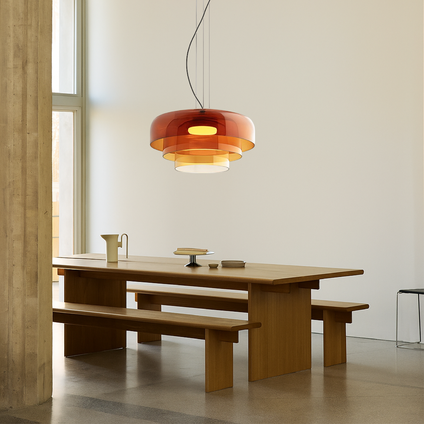 Glazen hanglamp Ø42 cm gelaagd glas groen eettafel keuken modern design sfeerverlichting