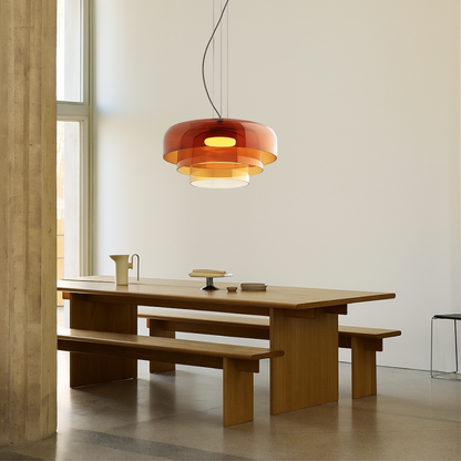 Glazen hanglamp Ø42 cm gelaagd glas groen eettafel keuken modern design sfeerverlichting