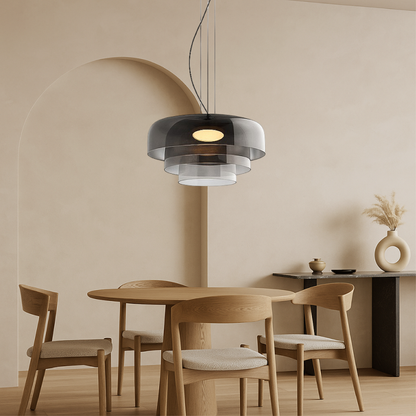 Glazen hanglamp Ø42 cm gelaagd glas groen eettafel keuken modern design sfeerverlichting