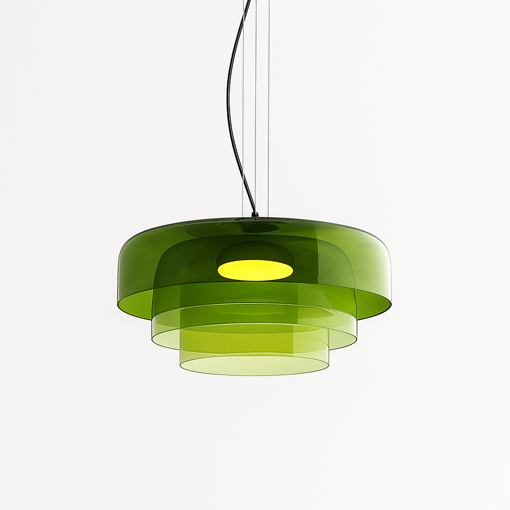 Glazen hanglamp Ø42 cm gelaagd glas groen eettafel keuken modern design sfeerverlichting