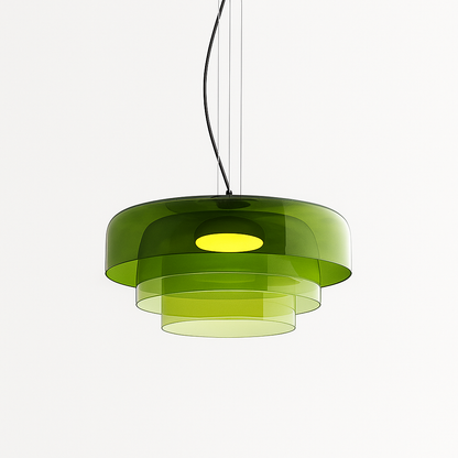 Glazen hanglamp Ø42 cm gelaagd glas groen eettafel keuken modern design sfeerverlichting
