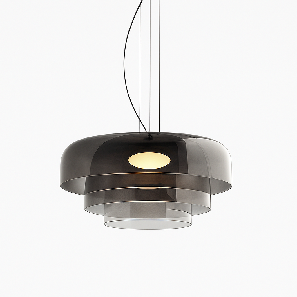 Glazen hanglamp Ø42 cm gelaagd glas groen eettafel keuken modern design sfeerverlichting