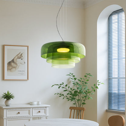 Glazen hanglamp Ø42 cm gelaagd glas groen eettafel keuken modern design sfeerverlichting