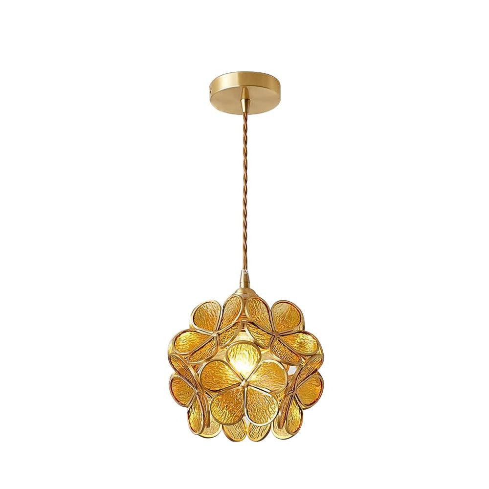 Glazen Bloembladlamp Hanglamp Messing Fitting Handgeblazen Glas Ø20cm Vijf Kleuren E26/E27 Pendelverlichting