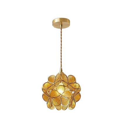 Glazen Bloembladlamp Hanglamp Messing Fitting Handgeblazen Glas Ø20cm Vijf Kleuren E26/E27 Pendelverlichting