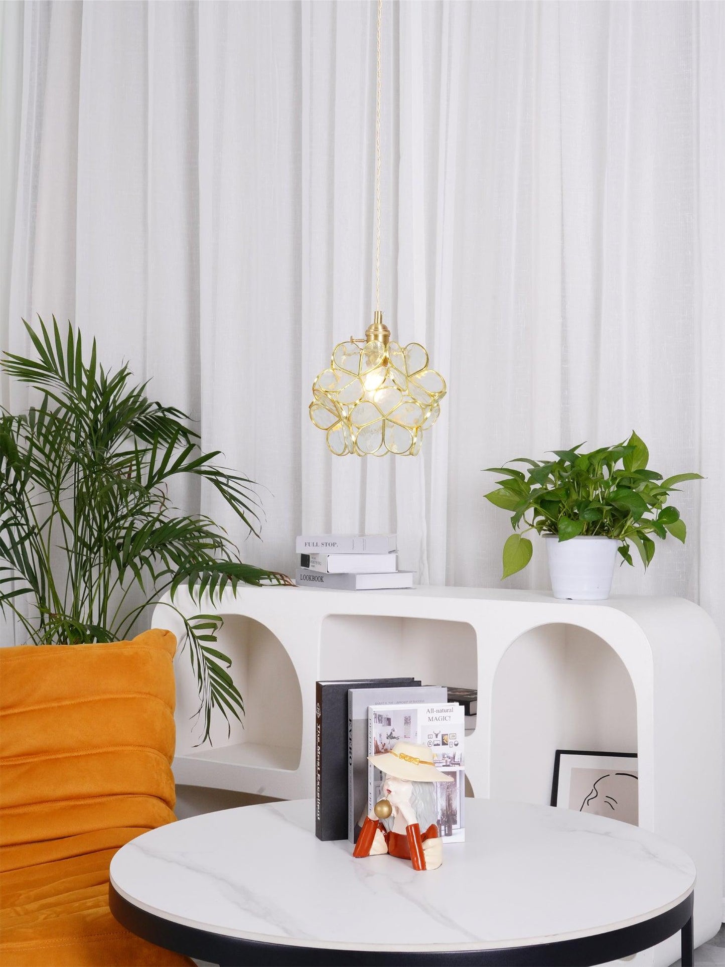 Glazen Bloembladlamp Hanglamp Messing Fitting Handgeblazen Glas Ø20cm Vijf Kleuren E26/E27 Pendelverlichting