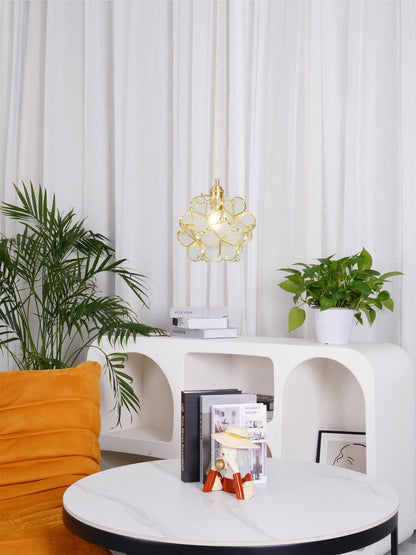 Glazen Bloembladlamp Hanglamp Messing Fitting Handgeblazen Glas Ø20cm Vijf Kleuren E26/E27 Pendelverlichting
