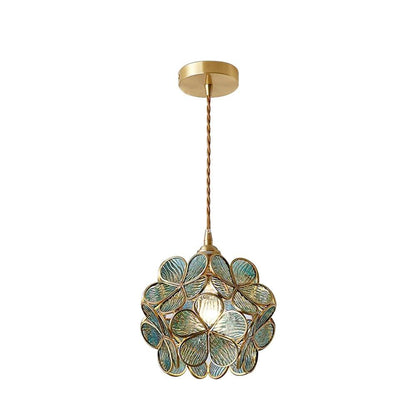 Glazen Bloembladlamp Hanglamp Messing Fitting Handgeblazen Glas Ø20cm Vijf Kleuren E26/E27 Pendelverlichting