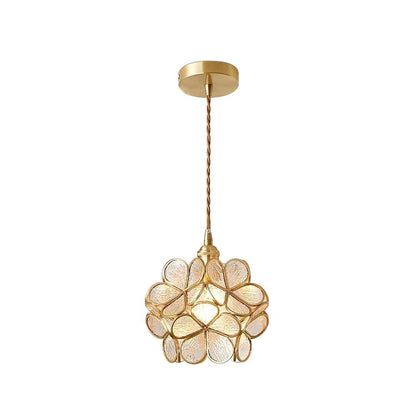 Glazen Bloembladlamp Hanglamp Messing Fitting Handgeblazen Glas Ø20cm Vijf Kleuren E26/E27 Pendelverlichting