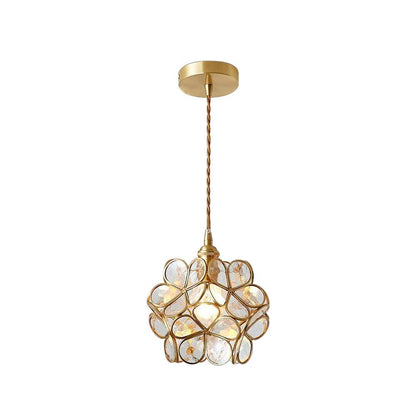 Glazen Bloembladlamp Hanglamp Messing Fitting Handgeblazen Glas Ø20cm Vijf Kleuren E26/E27 Pendelverlichting