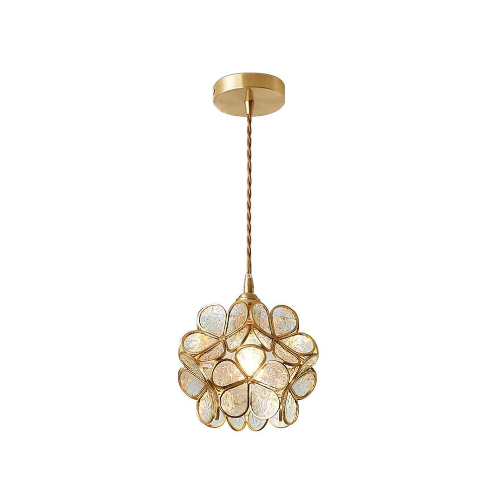 Glazen Bloembladlamp Hanglamp Messing Fitting Handgeblazen Glas Ø20cm Vijf Kleuren E26/E27 Pendelverlichting